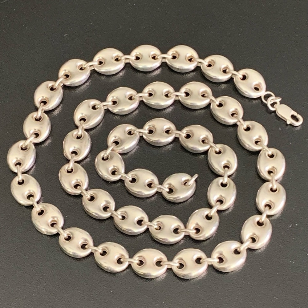 10 mm Sterling Silver 925 Puffed Marina Chain Necklaces  36 Grams